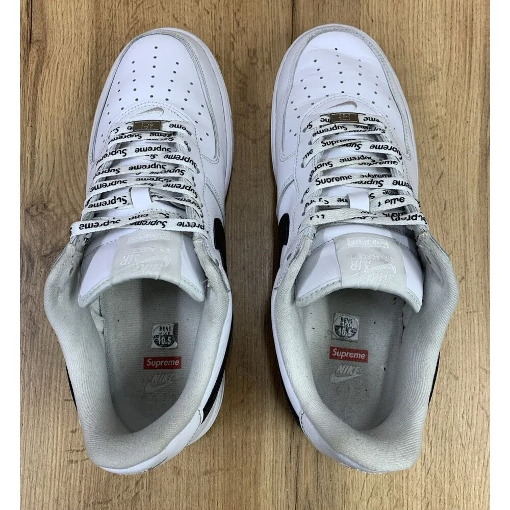 Nike Air Force 1 Low Supreme Sneaker Shoes CU9225-102 White Black Men Size 10.5